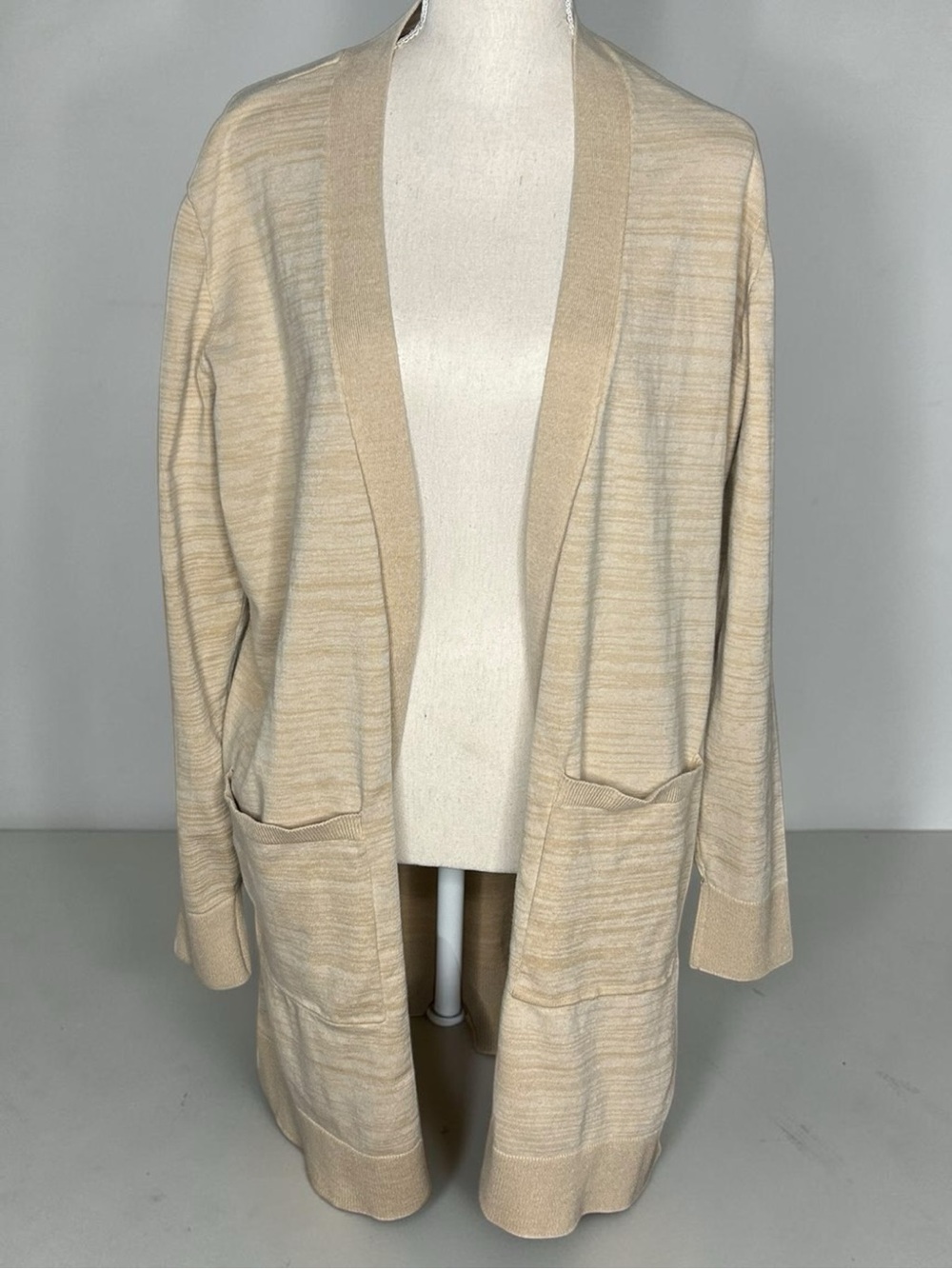 Duluth Trading Co Cream Open-Front Lightweight Cardigan
